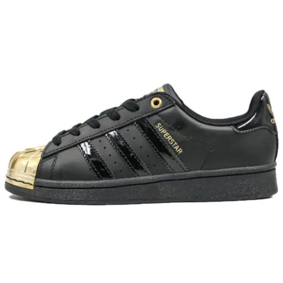 Adidas Superstar Metal Toe Black Gold Metallic Women's