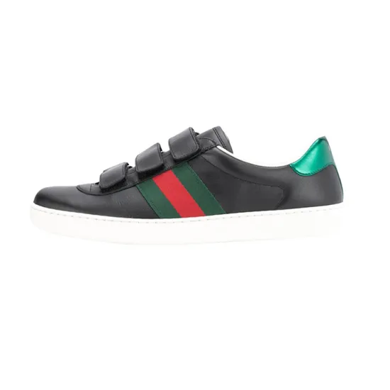 GUCCI Ace Skateboard Shoes Men Low-Top Black/Red