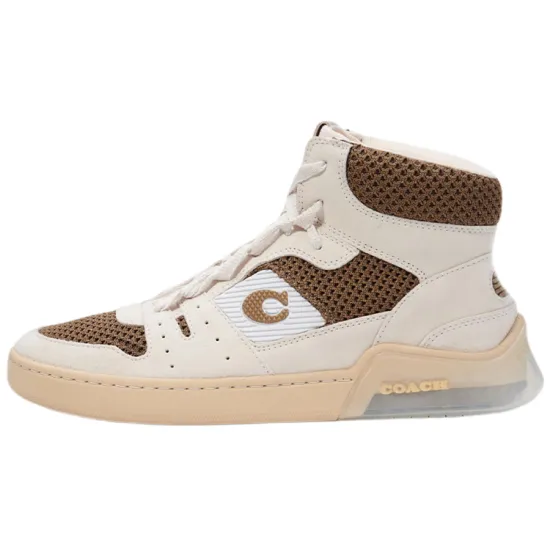 COACH Skateboard Shoes Men High-Top Beige