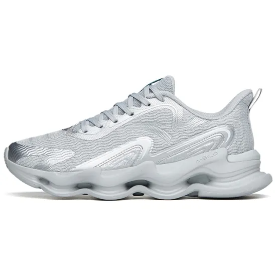 Anta Cushioned Anti Slip Wear Resistant Breathable Lightweight Low Top Running Shoes Men's Silver