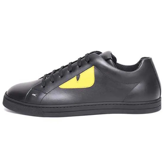 FENDI Force Skateboard Shoes Men Low-Top Black Yellow