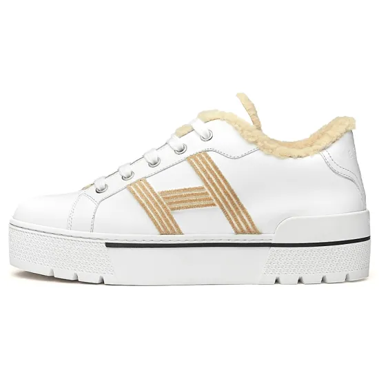 HERMES Dare Casual Shoes Women's Low-Top White/Light Beige