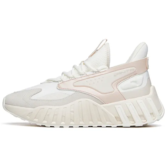 ANTA Casual Shoes Women's Low-Top Ivory White/Muddy Grey/Wheat Pink