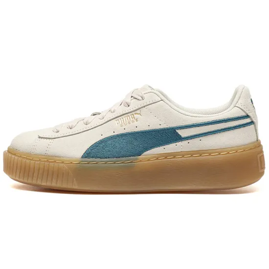 Puma Suede Skateboarding Shoes Women's Low-top Gray/Blue