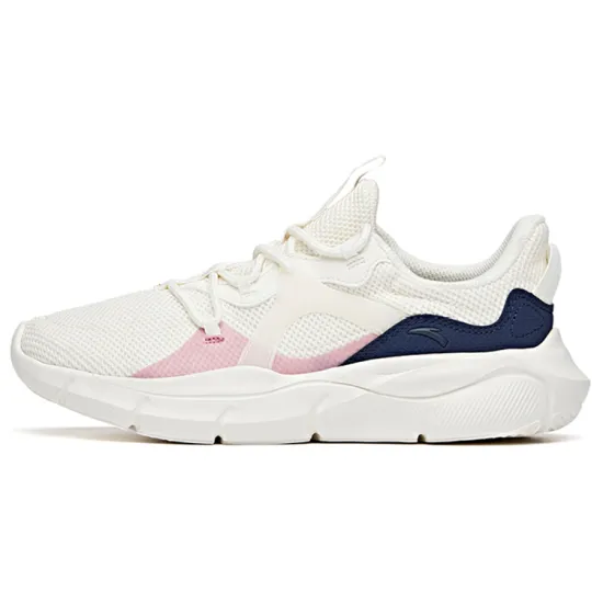 ANTA Training Shoes Women's Low-Top Ivory White/Matte Blue/Plain Fuchsia