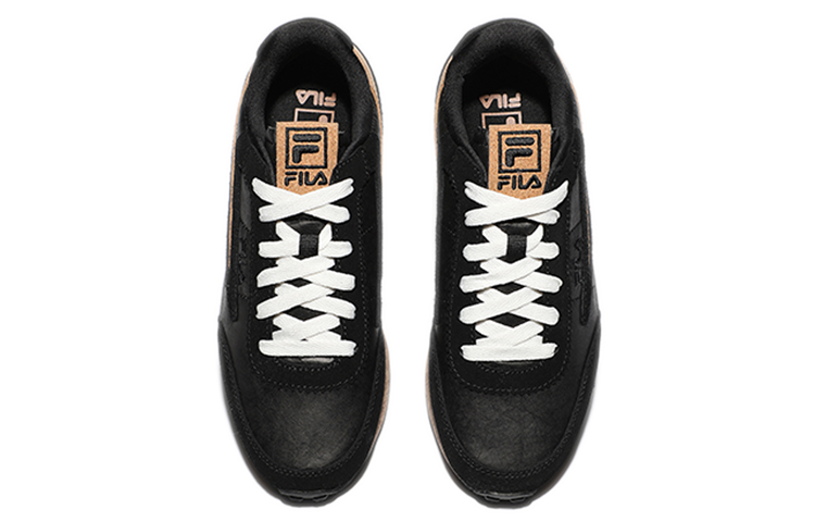FILA Split Suede Low top Running Shoes Unisex Black Brown Korean Style