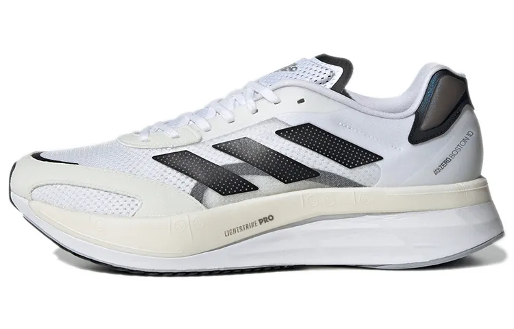 Adidas Adizero Boston 10 Breathable Low top Training Long Distance Running Shoes Men's White Black