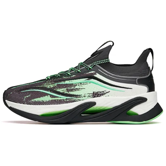 ANTA Running Collection Running Shoes Men Low-Top Carbon Gray/Flash Green/Ivory White
