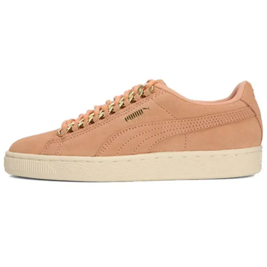 Puma Suede Skateboarding Shoes Women's Low-top Coral/gold