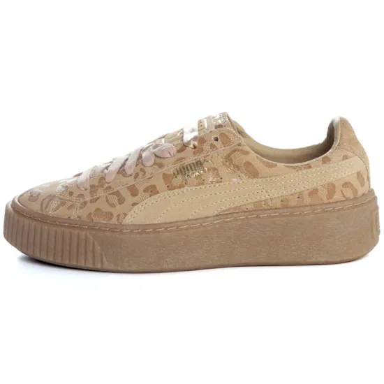PUMA Suede Skateboarding Shoes Women's Low-top Leopard