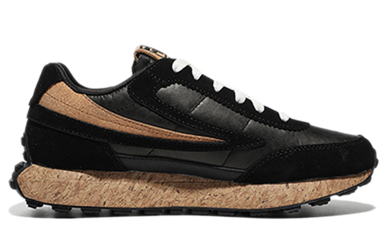 FILA Split Suede Low top Running Shoes Unisex Black Brown Korean Style