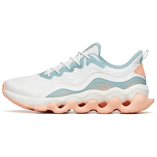 ANTA Running Shoes Women's Low-Top Ivory White/Crayfish Shell Green/Light Rainbow Pink