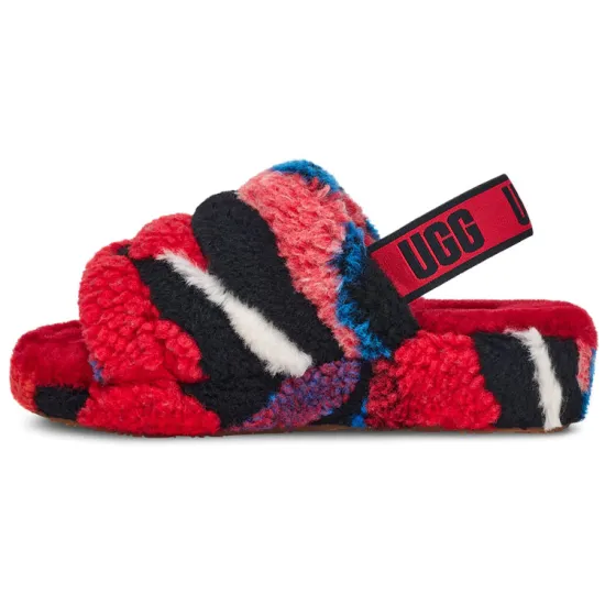 UGG Fluff Yeah Slide Cali Collage Red Women's