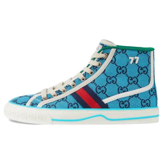 GUCCI Tennis 1977 Canvas Shoes Women's High-Top Blue
