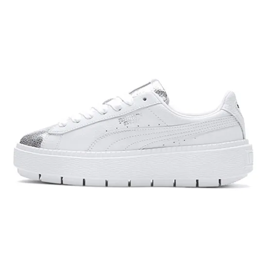 PUMA Platform Trace Skateboarding Shoes Women's Low-top Silver/White