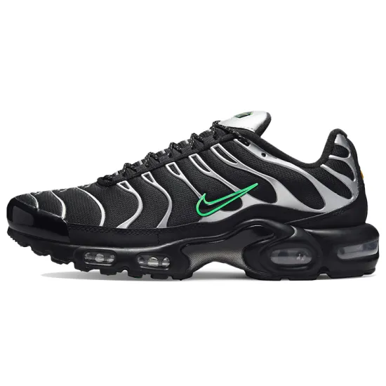 Nike Air Max Plus Black Green Strike Metallic Silver (GS)