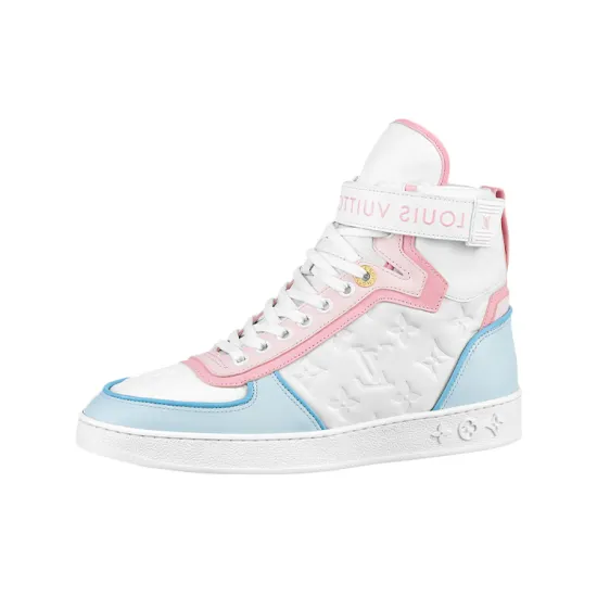 LOUIS VUITTON Boombox Ankle Sneakers 'White Monogram With Pink And Blue' Women's
