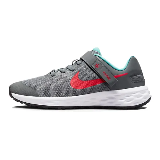 Nike Revolution 6 FlyEase Smoke Grey Siren Red GS