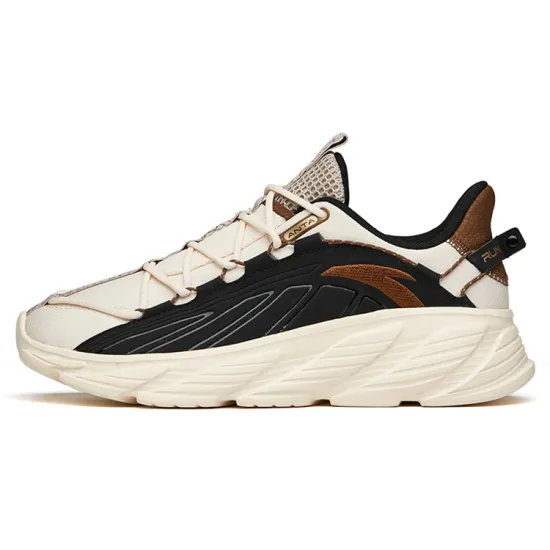 ANTA Running Shoes Men Low-Top Oatmeal White/Black
