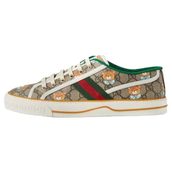 GUCCI Tennis 1977 Canvas Shoes Men Low-Top Red/Green