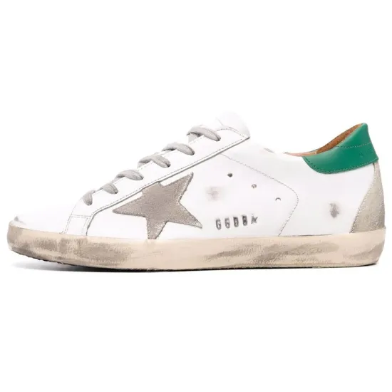 Golden Goose Super-Star White Green Grey Suede Patch