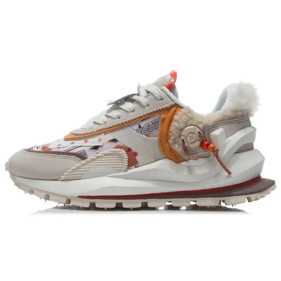 LiNing Fangyuan Eternal Running Shoes Women's Low-Top Ecru/White Sand Gray/Persimmon Orange