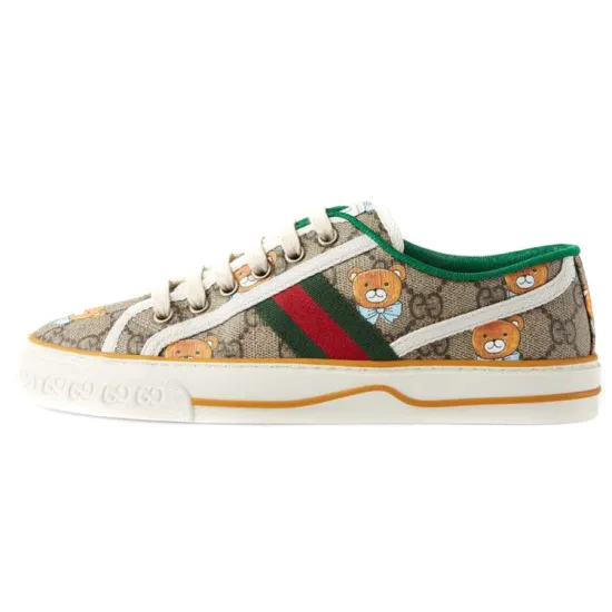 Kai x GUCCI Tennis 1977 Low Top Stylish Skateboarding Shoes Women's Brown