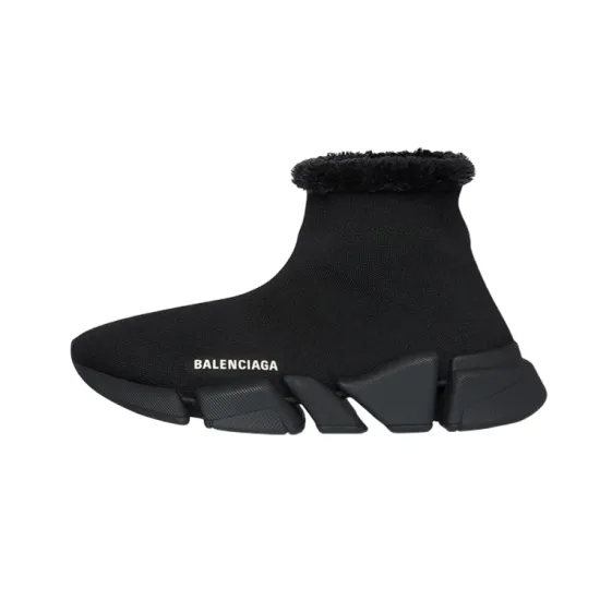 Balenciaga Speed 2.0 Recycled Fake Fur Black Women's