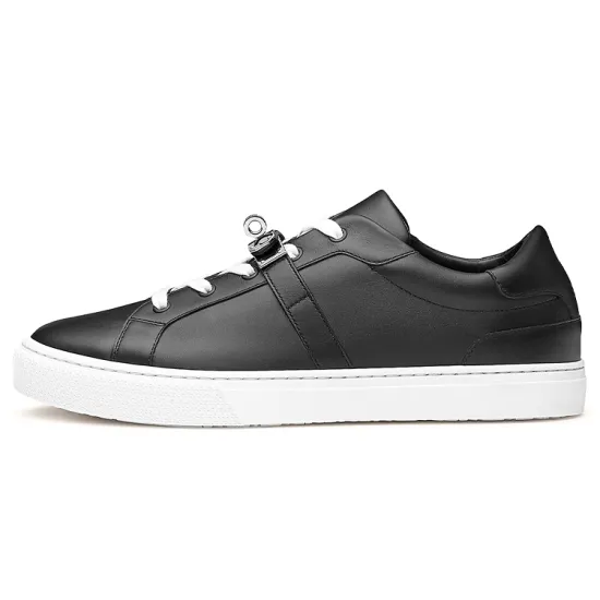 HERMES Day Collection Low-Top Stylish Skateboarding Shoes Men's Black