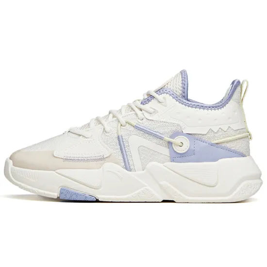 ANTA Skateboard Shoes Women's Low-Top Ivory White/Feathery Purple/Muddy Grey