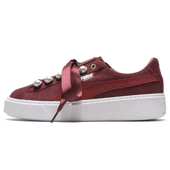 Puma Platform Skateboarding Shoes Women's Low-top Red