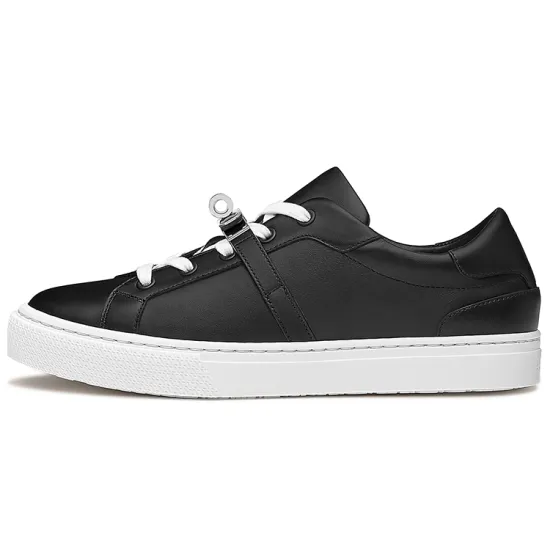 HERMES Skateboard Shoes Women's Low-Top Black White