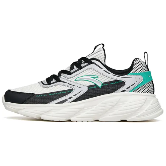 ANTA Running Shoes Men Low-Top Ivory White/Black/Green
