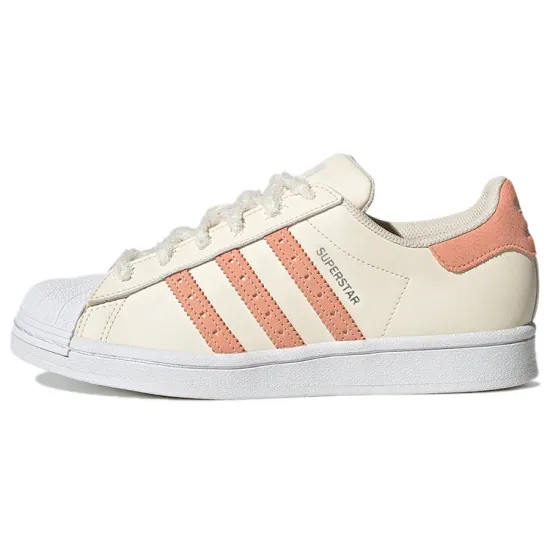 Adidas Originals Superstar Series Skateboard Shoes Women's Low-top Beige/Pink