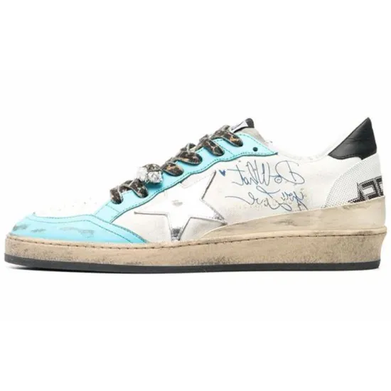 Golden Goose Ball Star Skateboard Shoes Men Low-top White/Royal Blue