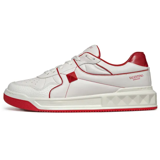 Valentino One Stud Low Top White Red Women's