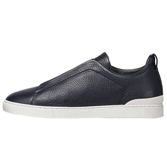 Zegna Triple Stitch Low-Top Stylish Skateboarding Shoes Men's Dark Blue