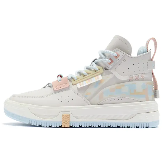 LINING Xingchuan Skateboard Shoes Women's Mid-Top White Blue