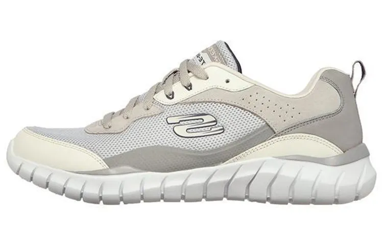 Skechers Overhaul Lightweight Textile, Synthetic Leather Low top Running Shoes Men's Light Gray