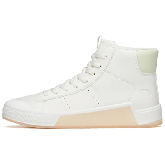 ANTA Skateboard Shoes Women's High-Top Ivory White/Princess Green