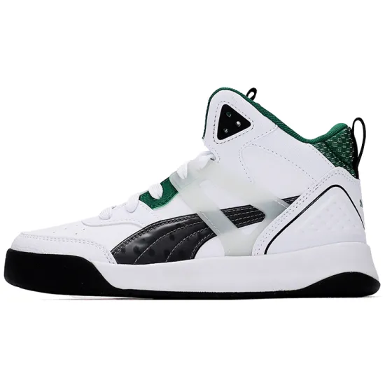 PUMA Backcourt Skateboarding Shoes Unisex Mid-top White/Green/Black