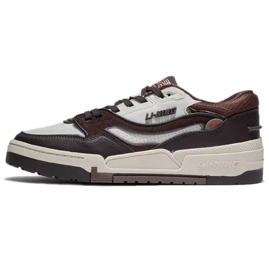 LINING 001 BTC Skateboard Shoes Men Low-Top Mouse Brown/Mature Oak Brown/Pearl White