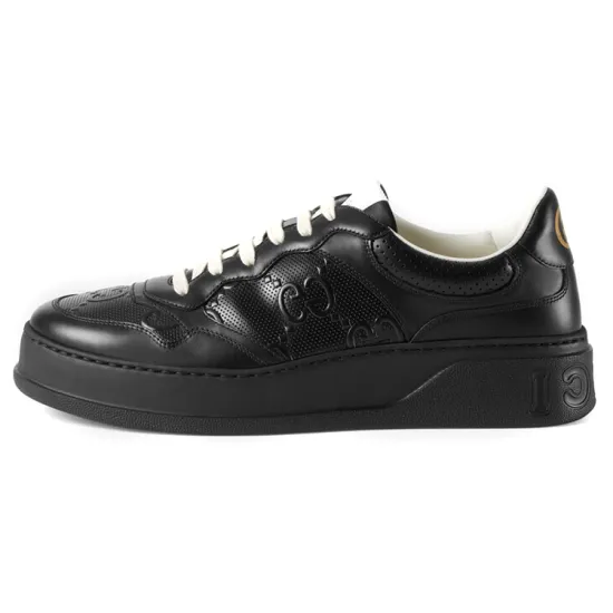 GUCCI Gg Embossed Black Leather