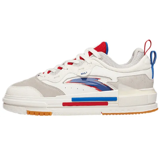ANTA Skateboard Shoes Men Low-Top Ivory White/Light Gray/Royal Blue