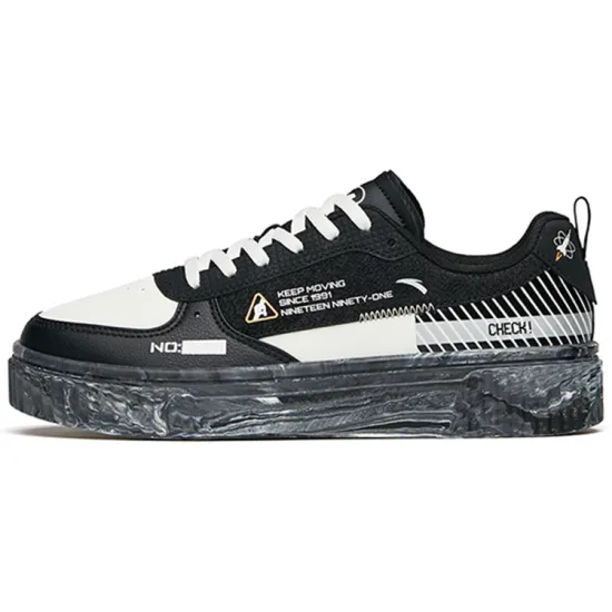 ANTA Life Collection Skateboard Shoes Women's Low-Top Black Ivory White