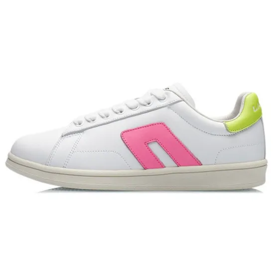 LINING CF Tracing Skateboard Shoes Women's Low-Top Standard White/Fluorescent Neon Pink