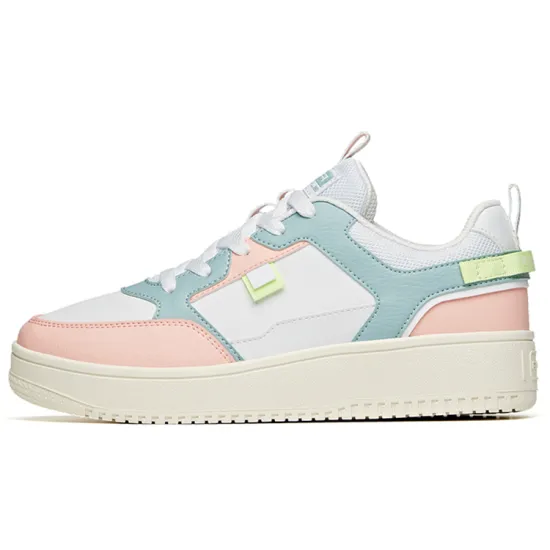 Anta Life Collection Abrasion Resistant Low Top Skateboard Shoes Women's White Cyan Pink