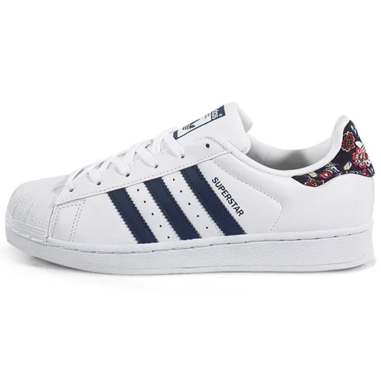 Adidas Originals Superstar Series Skateboard Shoes Women's Low-top White/Royal Blue