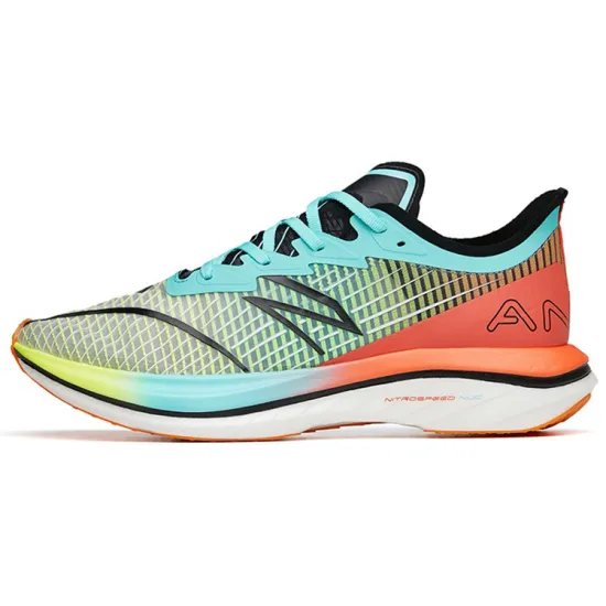 ANTA Running Shoes Men Low-Top Neon Aqua Green/Sprout Green/Terracotta Orange