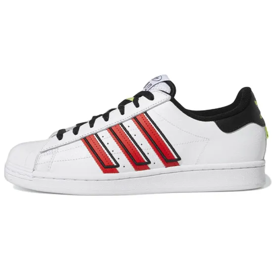 Adidas Superstar Cloud White Outlined Red Stripes